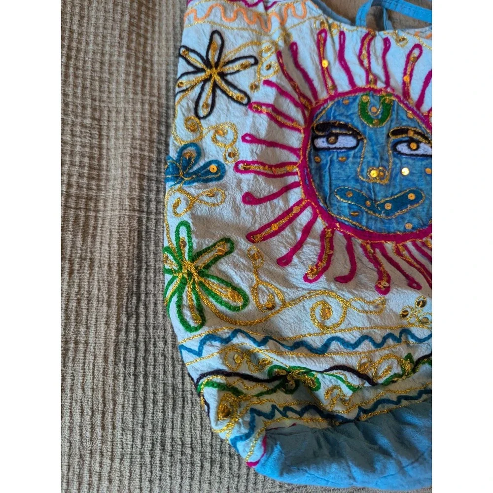 Sun Hobo Hippie Bohemian Sling‎ Crossbody Bag Purse Blue